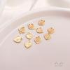 Bolsita de Oro de 14K Color Melocotón Corazón Tallado Letra Colgante Cabeza de Reina Etiquetado DIY Primeras Joyas Pendientes Colgante
