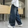 Calça Masculina Estilo Primavera e Outono 2025 Novo Estilo Crianças Médias e Grandes Crianças Meninos Jeans Solto Moda Casual Calça Reta