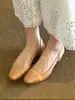 Sandalias de punta cerrada estilo minimalista francés para mujer, nuevo modelo verano 2026, tacón grueso, adecuadas para combinar con faldas, zapatos de tacón alto con tira trasera