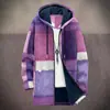 2025 Cardigan Casual con Cremallera y Capucha para Hombre con Patrón Multicolor de Algodón Chaqueta con Forro Gris DIY