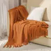 Manta tejida, manta de sofá, manta fina con borlas, manta para aire acondicionado de oficina, manta para ventana de mirador, manta para siesta de verano, manta pequeña