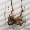 Cadena para Teléfono Móvil con Borla Colgante Caballo del Zodiaco de Madera de Durazno Sándalo Verde Llavero para Hacerse Rico Rápido Encanto de Bolsa de Buena Suerte Año del Caballo