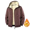 Chaqueta con capucha de lana de cordero ultrasónica de algodón de talla europea transfronteriza para hombre de mediana edad y ancianos, acolchada con terciopelo, talla grande, chaqueta para hombre