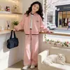 Conjunto de Tricô Casual Esportivo Estilo Coreano para Meninas, Conjunto de Primavera Tendência e Fashion para Crianças Jaqueta