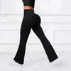 Calça de Yoga Popular Transfronteiriça Cintura Alta Flare com Bolso Cargo Feminina Levanta Bumbum Emagrecimento Controle da Barriga Fitness Esportiva Longa Feminina