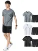 Conjunto esportivo masculino, camiseta de manga curta para corrida de secagem rápida, camiseta, roupa de basquete, roupas de ginástica para badminton, shorts de treino, verão