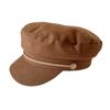 Recomendar sombrero de visera plano retro azul marino para mujer, gorra de béisbol casual de otoño e invierno, sombrero octogonal de lana de color liso, sombrero de moda versátil