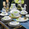 Juego de vajilla de cerámica Jingdezhen para uso doméstico, lujo ligero, alta temperatura, alto valor estético, cuencos y platos de porcelana fina, regalos de boda y de inauguración de casa