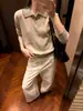 KITTIN Outono Feminino Estilo Coreano Old Money Patchwork de Listras Falso Duas Peças Gola Polo Manga Longa Malha Top K1174
