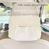 Porta pañuelos para coche estilo acolchado beige. Se adapta al reposabrazos, parasol y respaldo del asiento. Cubierta simple y moderna para caja de pañuelos de coche.