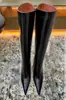 Botas de mujer de punta fina de piel de vaca de alta calidad, piel de vaca con recubrimiento de película, forro de piel de oveja, suela de piel de vaca, tacón de 10 cm, botas altas, botas altas ajustadas para mujer