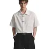 Camisa Assimétrica Diagonal com Botões de Cinco Pontas Estilo Chinês Novo Primavera Verão Estilo Casal Caimento Liso Solta Atmosférica Top para o Dia a Dia