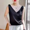 Blanco Suelto Jacquard Satín Nuevo Llegado Combinación Perfecta Camisola Verano Base Suelta Sin Mangas Cuello en V Top Base