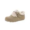 Zapatos de algodón acolchados Boken combinables para mujer, nuevos de otoño e invierno 2024, con forro polar, zapatos acolchados de algodón tipo guisante, cálidas botas de nieve de un solo paso