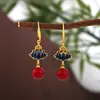 Nuevos Aretes Antiguos Chinos con Cuentas y Borla Larga Accesorios Hanfu Estilo Chino Aretes de Flor Abanico Lazo
