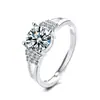 Anillo de Amor Verdadero de Zirconia para Mujer Anillo de Boda de Moda 2 Quilates Engaste de Cuatro Garras Anillo Abierto Apilable Anillo de Brazo de Diamante de Moda