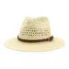 Sombrero de sol para viajes al aire libre para hombres y mujeres de primavera y verano, nuevo sombrero de paja jazz tejido a mano LSGCMDJS019