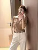 Camiseta tipo polo de punto de manga corta para mujer, estilo Old Money, hombro recto, cuello en V casual de verano, ajuste ceñido, top único con cuello vuelto
