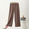 Nuevos pantalones anchos de otoño e invierno para mujer, con corte holgado, forro polar y un diseño casual a cuadros, que proporcionan calidez, protección contra el frío y un efecto adelgazante, perfectos para ropa de estar por casa.