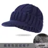 Gorra tipo pico de pato para hombres de mediana edad y ancianos, Otoño e Invierno, Protección cálida para los oídos, Forro polar, Engrosada, Gorro de lana trenzado, Transfronterizo