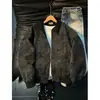 Chaqueta de Cuero PU Tie-Dye Americana Gris para Hombre Primavera Alta Gama Solapa Chaqueta de Béisbol Chaqueta de Trabajo Detroit