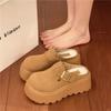 Novos chinelos de algodão com forro de lã, estilo pantufa feminina, estilo Baotou, estilo slip-on, estilo Birkken, para outono e inverno de 2024
