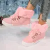 Invierno 2024 nuevo tubo corto pelo largo boca de cuero botas de nieve para mujer estación independiente comercio exterior talla grande forradas de felpa algodón engrosado botas