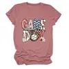 Amazon eBay site independente moda casual feminina dia de jogo luva de beisebol camiseta gola careca manga curta