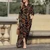 Vestido informal de vacaciones para mujer, de manga larga, con solapa y estampado floral, de algodón, con botones y camisa larga