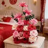 Decoración de Mesa de Café para Habitación de Boda, Arreglo de Flores Artificiales para Mesita de Noche de Compromiso, Adornos Florales para Mesa de Comedor de Boda, Flores Artificiales