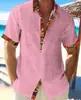 Camisa de manga corta tipo cárdigan para hombre, estilo playero hawaiano, con puños y solapa en contraste, para vacaciones en la playa, 2023