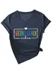 Vibrações de Segunda Série Amazon Ebay Site Independente Camiseta Feminina Casual e Confortável Manga Curta Exportação