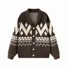 Cardigan Yidao Vintage Outono 2026 Novo Estilo Japonês Retrô Old Money Design Jacquard Malha Solta com Botões para Homem