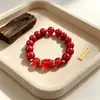 Pulsera de Cuentas Sutra del Corazón de Cinabrio para Protección en el Año de su Zodiaco, Atrae Riqueza y Buena Fortuna, Pulsera de Cuentas Budista, Adorno Cultural de Templo y Zona Escénica