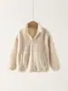 Chaqueta de forro polar para niña, nuevo estilo otoño/invierno, engrosada para abrigar, con cuello alto y cierre de cremallera, top de lana de cordero para niños, ropa para niños