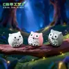 Pequeño adorno de terrario de musgo de búho de 4 colores, figura de resina para ensamblaje DIY