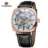 Nuevo Reloj Mecánico Semi-Automático de Acero para Hombre Forsining, Moda Casual Estilo Europeo y Americano, Hueco, Resistente al Agua