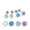 Tachuela de Labio de Titanio F136 con Borde Ondulado Stud para Hélice Auricular Ópalo Gelatinoso Aurora Aleación de Titanio G23 Joyería para Piercing Cabeza de Repuesto