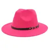 Sombrero de copa de estilo europeo y americano transfronterizo Sombrero de jazz de caballero Sombrero de fieltro para abrigo Sombrero de ala ancha de color sólido de moda