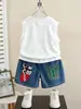 0922 Conjunto sin mangas para niños 2026 Nuevo de Moda Genial Verano Infantil Delgado Estilo Coreano Chaleco Bebé Celebridad de Internet Atuendo de Verano