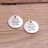 Pequeños accesorios de joyería de aleación de bricolaje de 2 colores, 5 colgantes redondos con forma de placa de letra ZAKKA, accesorios al por mayor de 20 mm