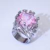 Zhen Rong deseja o anel de cristal rosa cravejado mais vendido, novo, para mulheres, anel de diamante criativo exagerado em forma de galho, europeu e americano