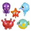 Globos de Papel de Aluminio de Animales Marinos Versión Q Pulpo Delfín Cangrejo Decoración de Cumpleaños Globo de Papel de Aluminio Fiesta