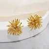 Pendientes de Plata con Baño de Oro de Cobre de Venta Caliente Transfronteriza, Diente de León Coreano para Mujer, Estilo Niche de Lujo Ligero, Joyería para Orejas de Cobre Ecológica