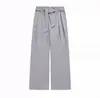 Pantalones de Kendo Rayados de Alta Calidad Mezcla TR Crujientes Holgados Caída Patrón Oscuro Casual para Todas las Estaciones Pantalones Largos