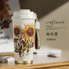 Nova Caneca Térmica de Aço Inoxidável 316 com Revestimento Cerâmico de Alto Valor, Dupla Bebida, Portátil, Estilo Chinês, para Senhoras, Lírio-do-vale, Caneca de Café