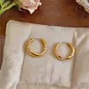 Aretes de Clip para Oreja Redondos de Zirconia Chapados en Oro Real de 18k Lujo Ligero Moda de Gama Alta Simples Accesorios de Aretes de Nicho Versátiles para Mujeres
