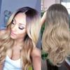 Peluca de comercio exterior Harajuku cos cabello falso negro dorado degradado cabello largo rizado onda grande cabello rizado cabello esponjoso de fibra química