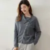 Cardigã de cashmere assimétrico com abertura frontal e design de botão de concha, um suéter estiloso para mulheres, perfeito para o outono e inverno