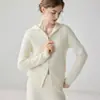 Cardigan Casual e Juvenil de Caxemira Grosso com Capuz e Zíper Outono/Inverno 2026 para Mulheres, Casaco Macio e Amigável à Pele